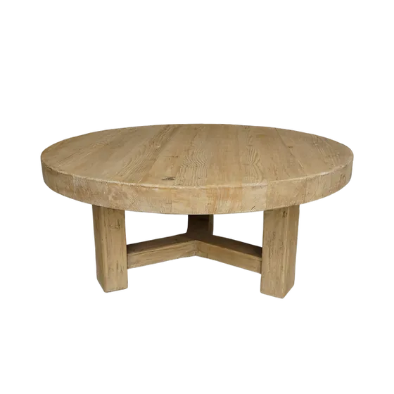 Lawrence Round Reclaimed Wood Coffee Table - Natural