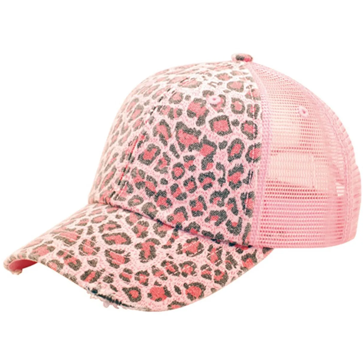 Low Profile Soft Structured Canvas Leopard Animal Print Trucker Hat