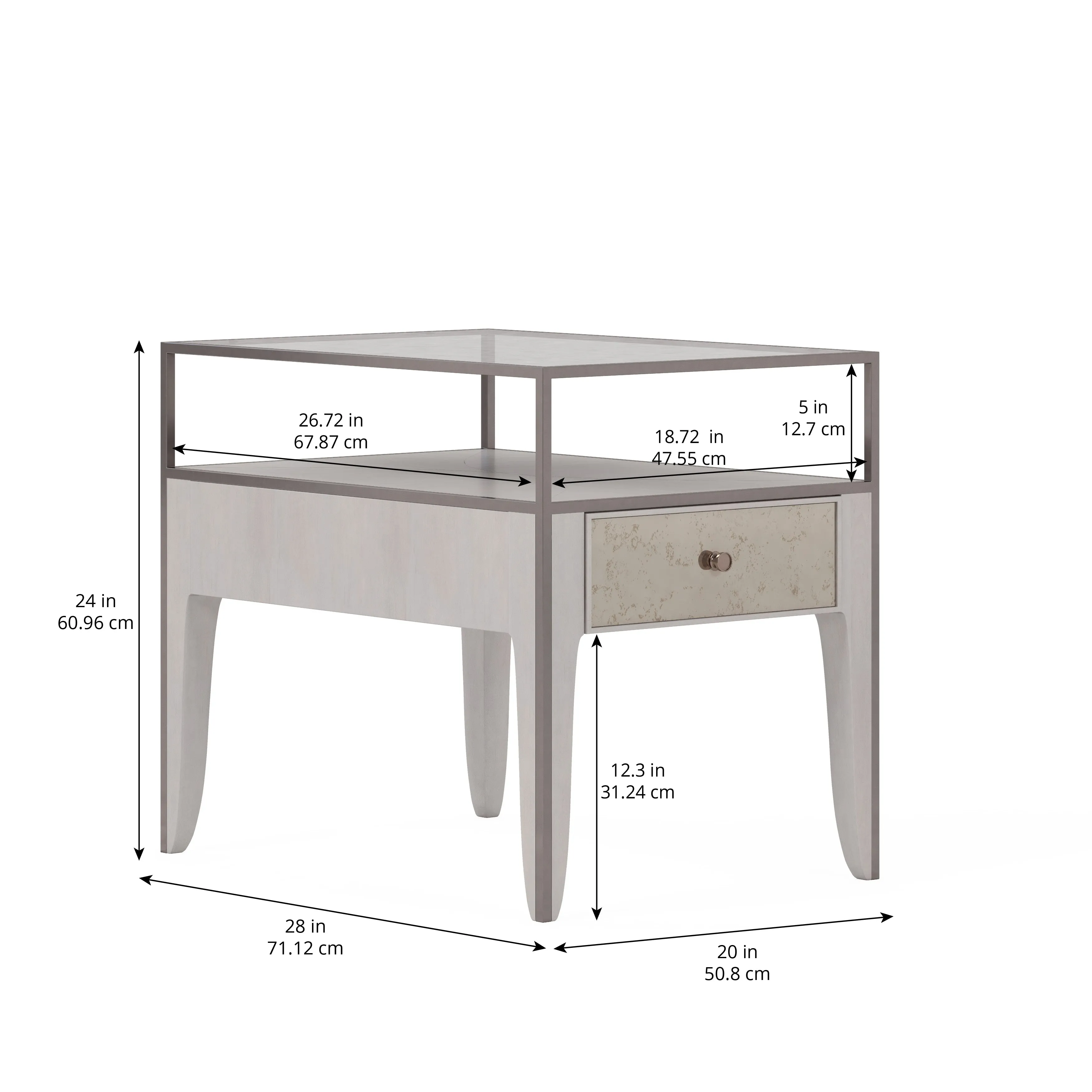 MEZZANINE Dove Grey Wood End Table