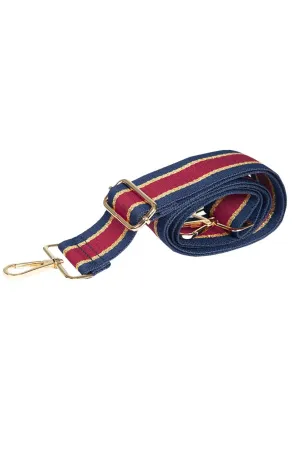 Navy Blue & Red Striped Bag Strap