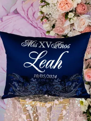 Navy blue Silver quinceanera kneeling pillow, shoes pillow