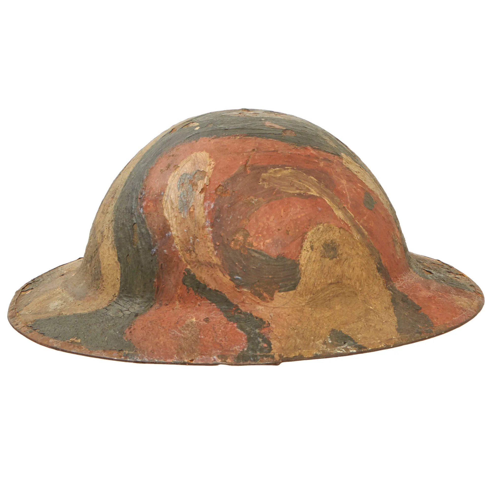 Original U.S. WWI British Made Mk. I Helmet with Artistic Camouflage Pattern - Liner & Partial Chinstrap