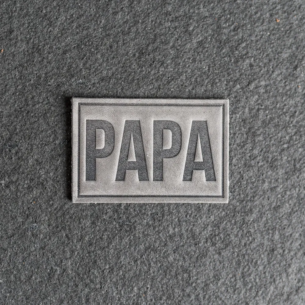 PAPA Stamp Leather Patches with optional Velcro added