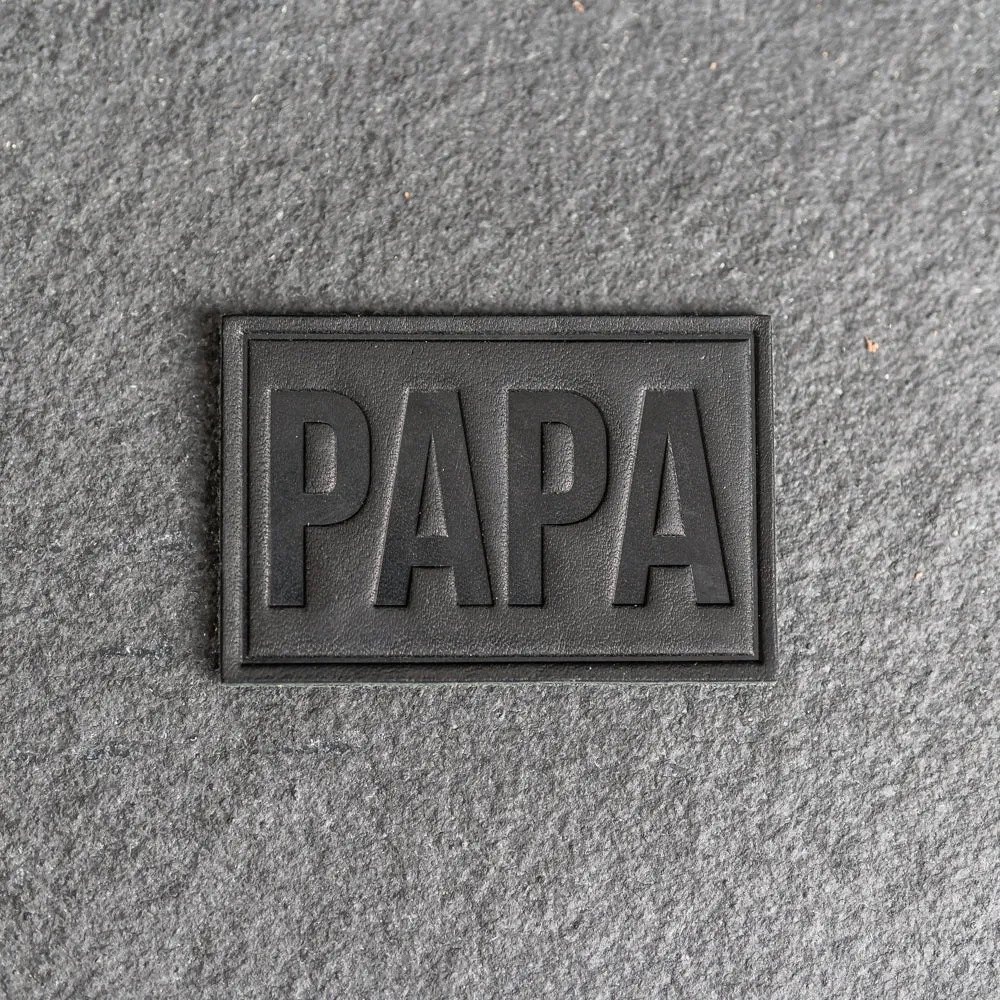 PAPA Stamp Leather Patches with optional Velcro added