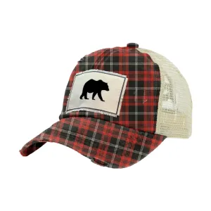 Plaid Bear - Vintage Distressed Trucker Adult Hat