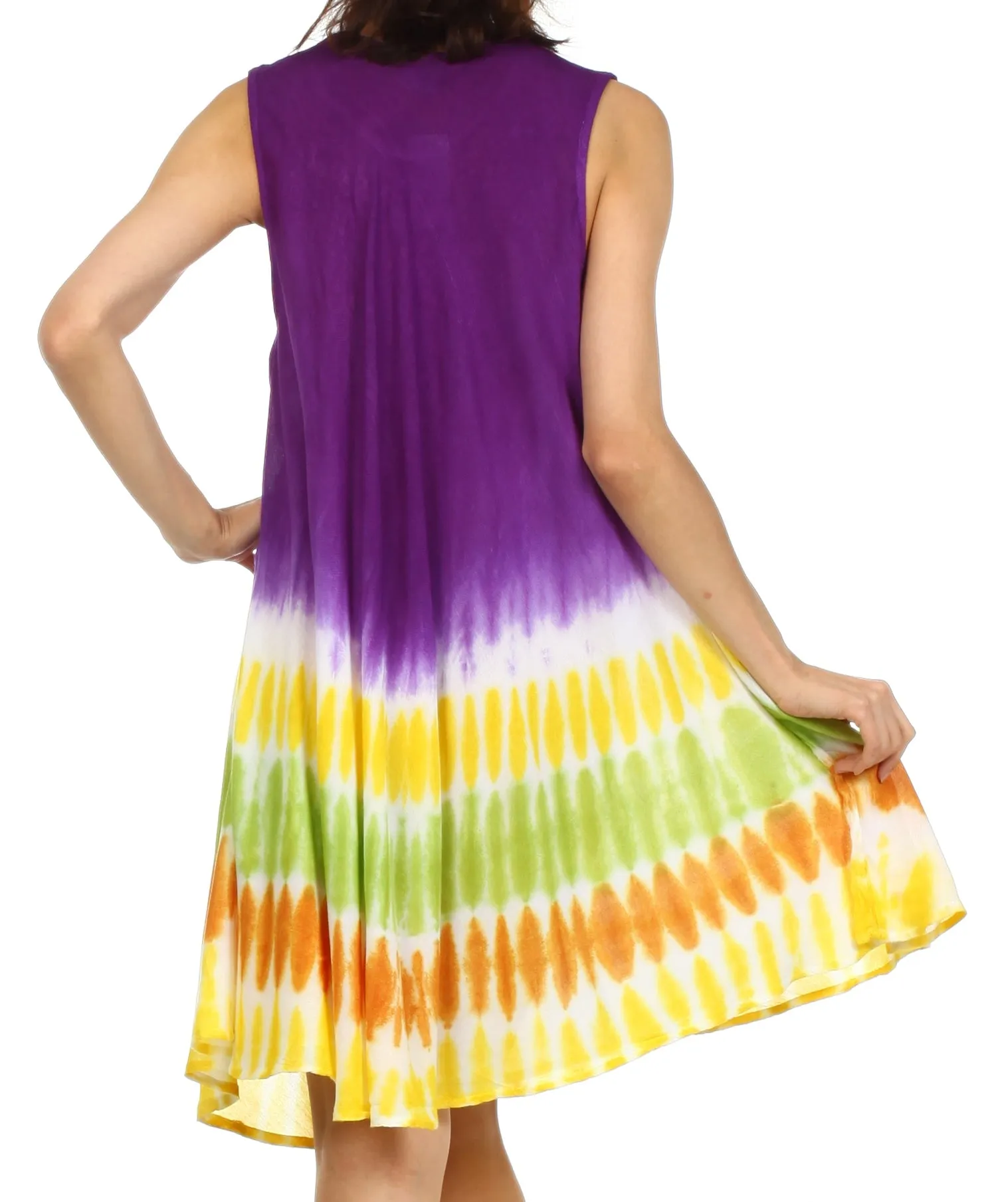 Sakkas Stripe Tie Dye Tank Sheath Dress / Cover Up