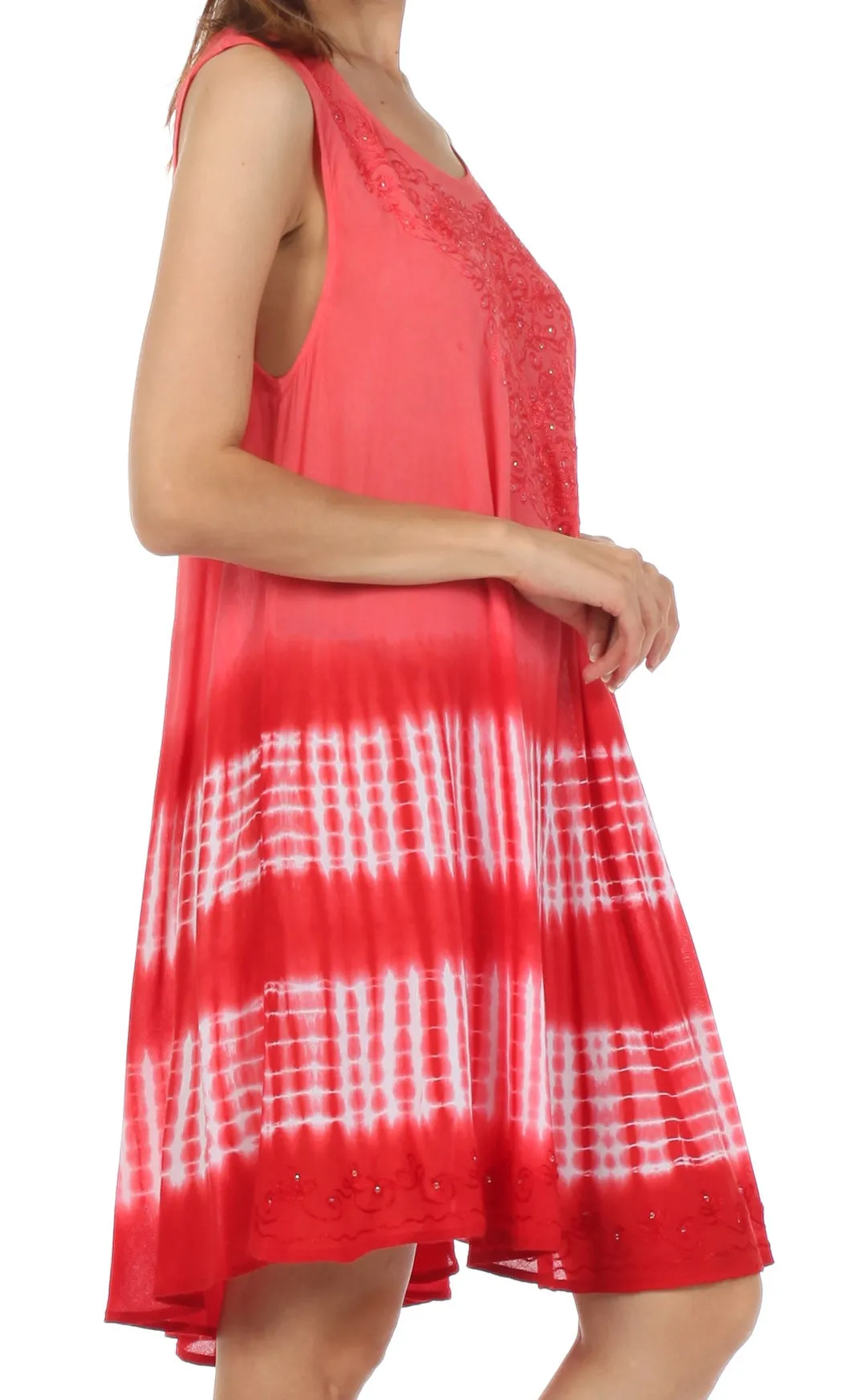 Sakkas Stripe Tie Dye Tank Sheath Dress / Cover Up