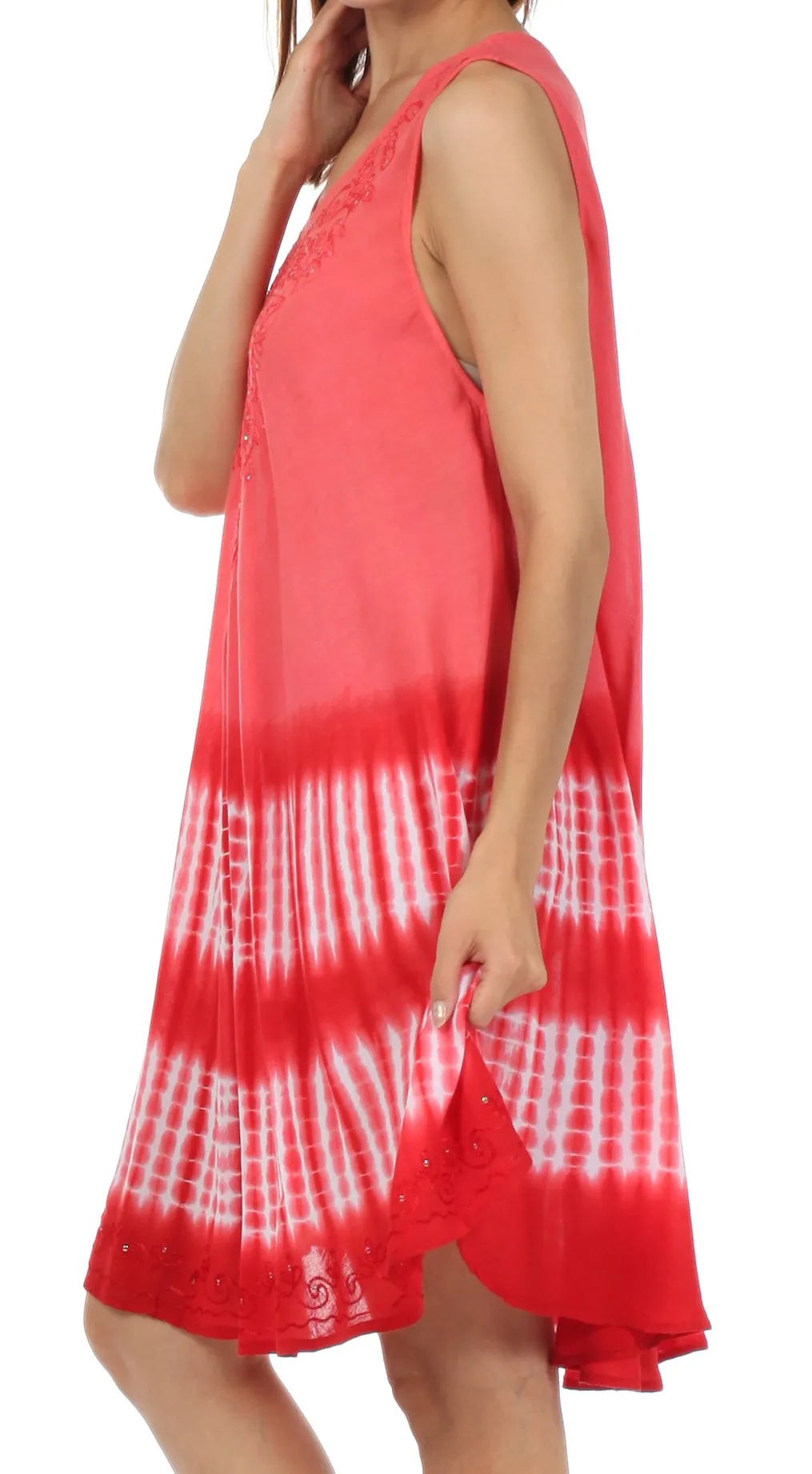 Sakkas Stripe Tie Dye Tank Sheath Dress / Cover Up