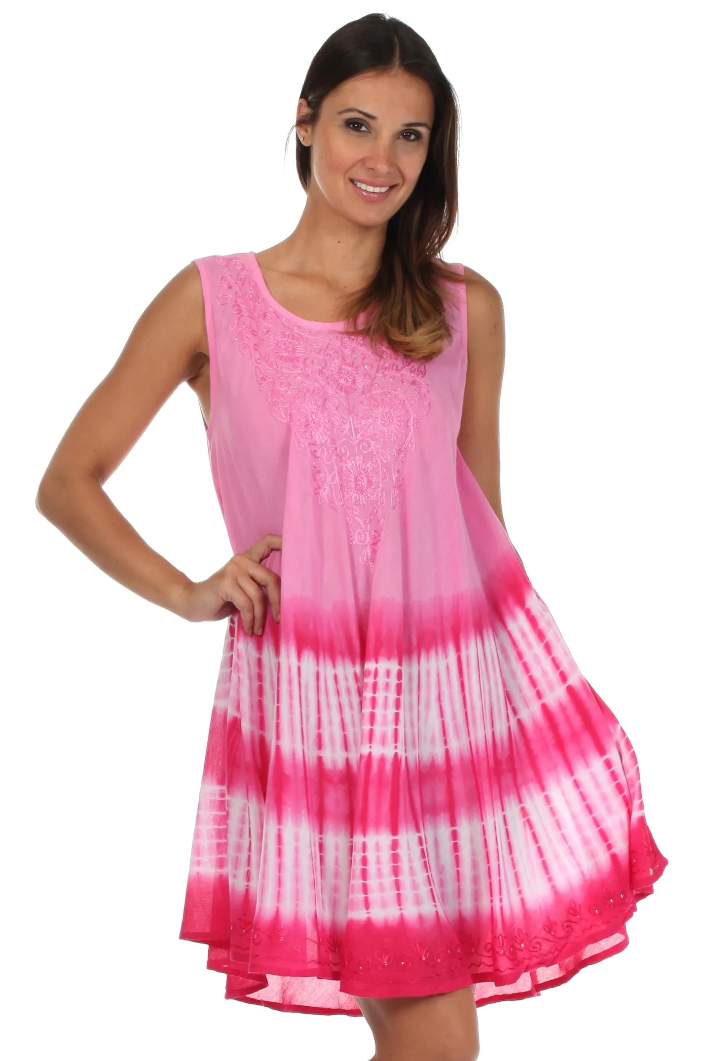 Sakkas Stripe Tie Dye Tank Sheath Dress / Cover Up