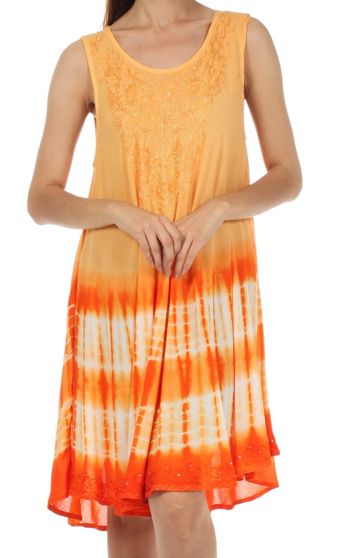 Sakkas Stripe Tie Dye Tank Sheath Dress / Cover Up