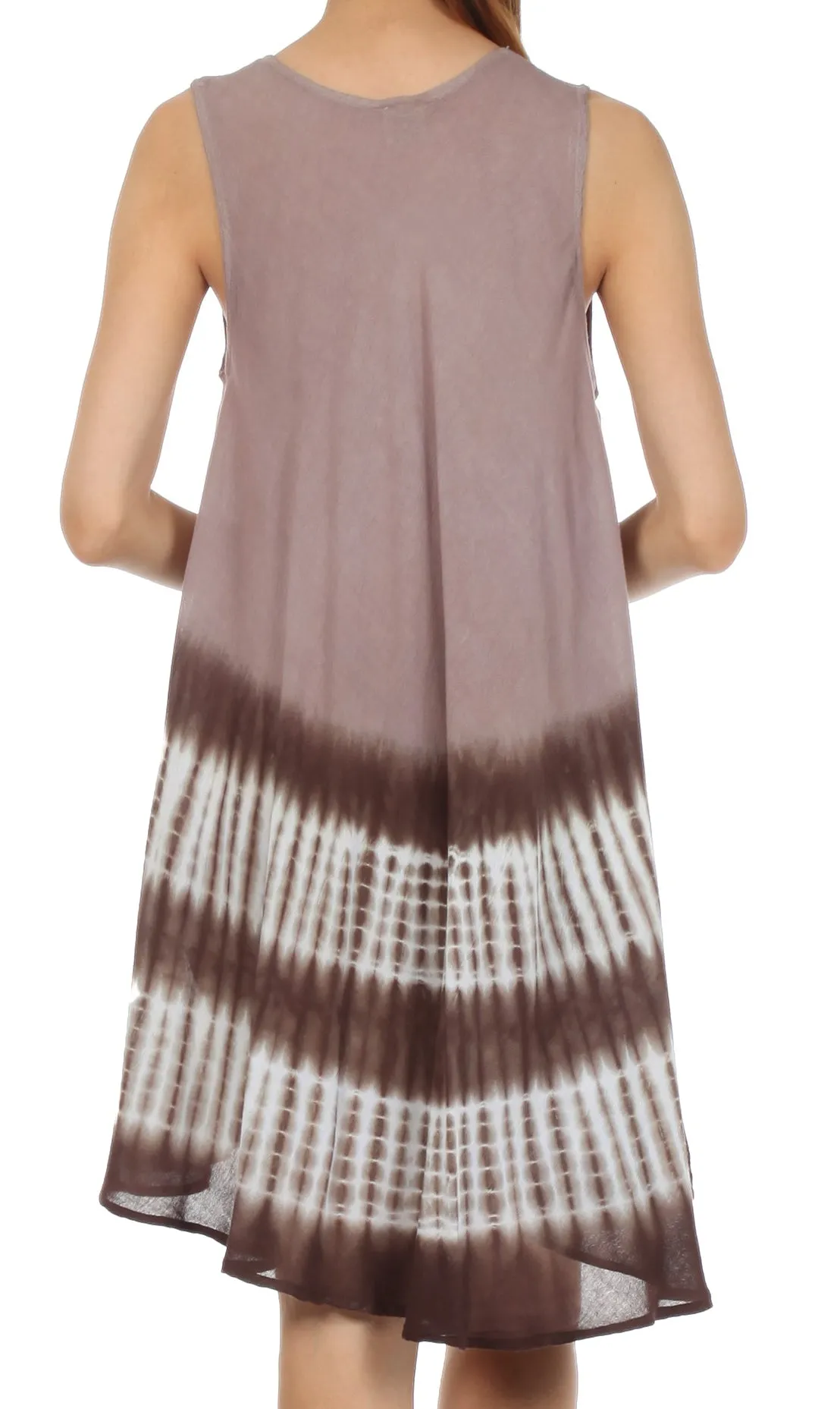 Sakkas Stripe Tie Dye Tank Sheath Dress / Cover Up