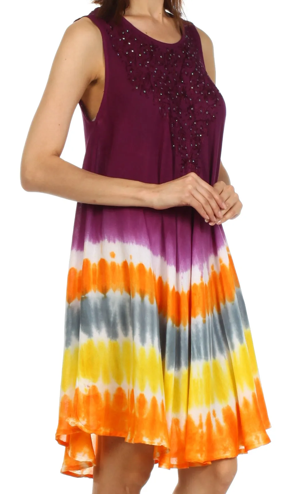 Sakkas Stripe Tie Dye Tank Sheath Dress / Cover Up