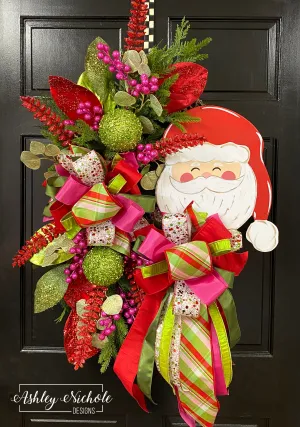 Santa Wreath - Hot Pink & Red Glamorous