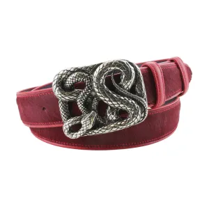 Scarlet Pony Hair Snake Belt