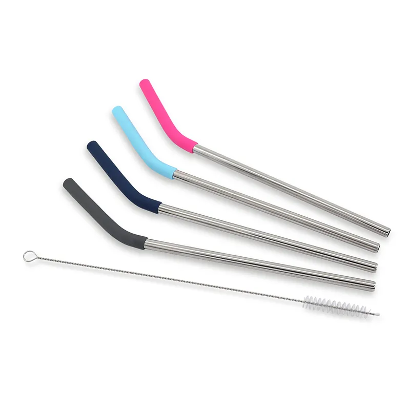 Stainless Steel Straw Set (Charcoal,Navy,Sky,Pink)