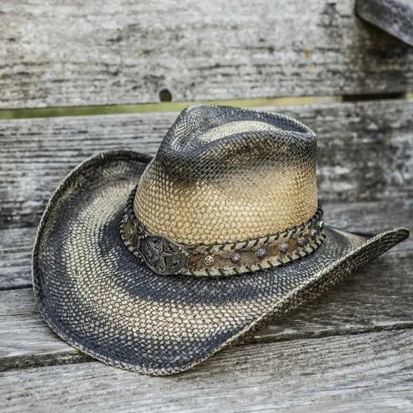 Stampede Men's Western Straw Hat - Spurs and Stars