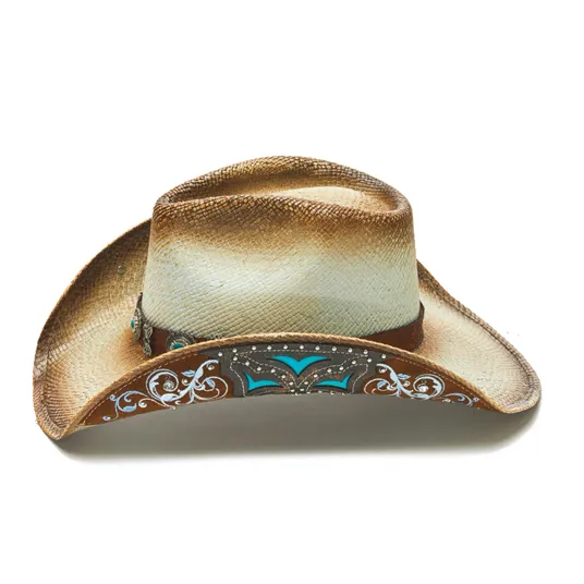 Stampede Women's Western Straw Cowboy Hat - Desperado Jewel Turquiose