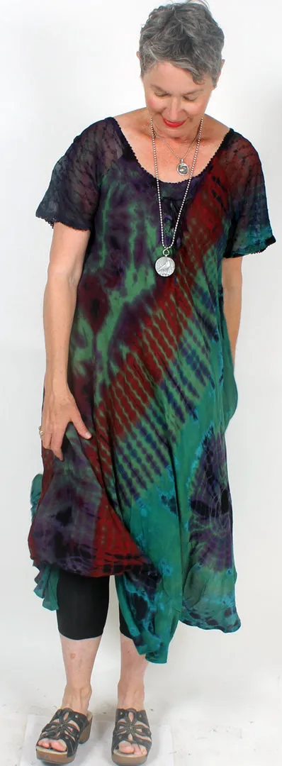 Sunheart Batik short-sleeve Summer Dress Boho Hippie Chic Resort Wear Sml-4x 