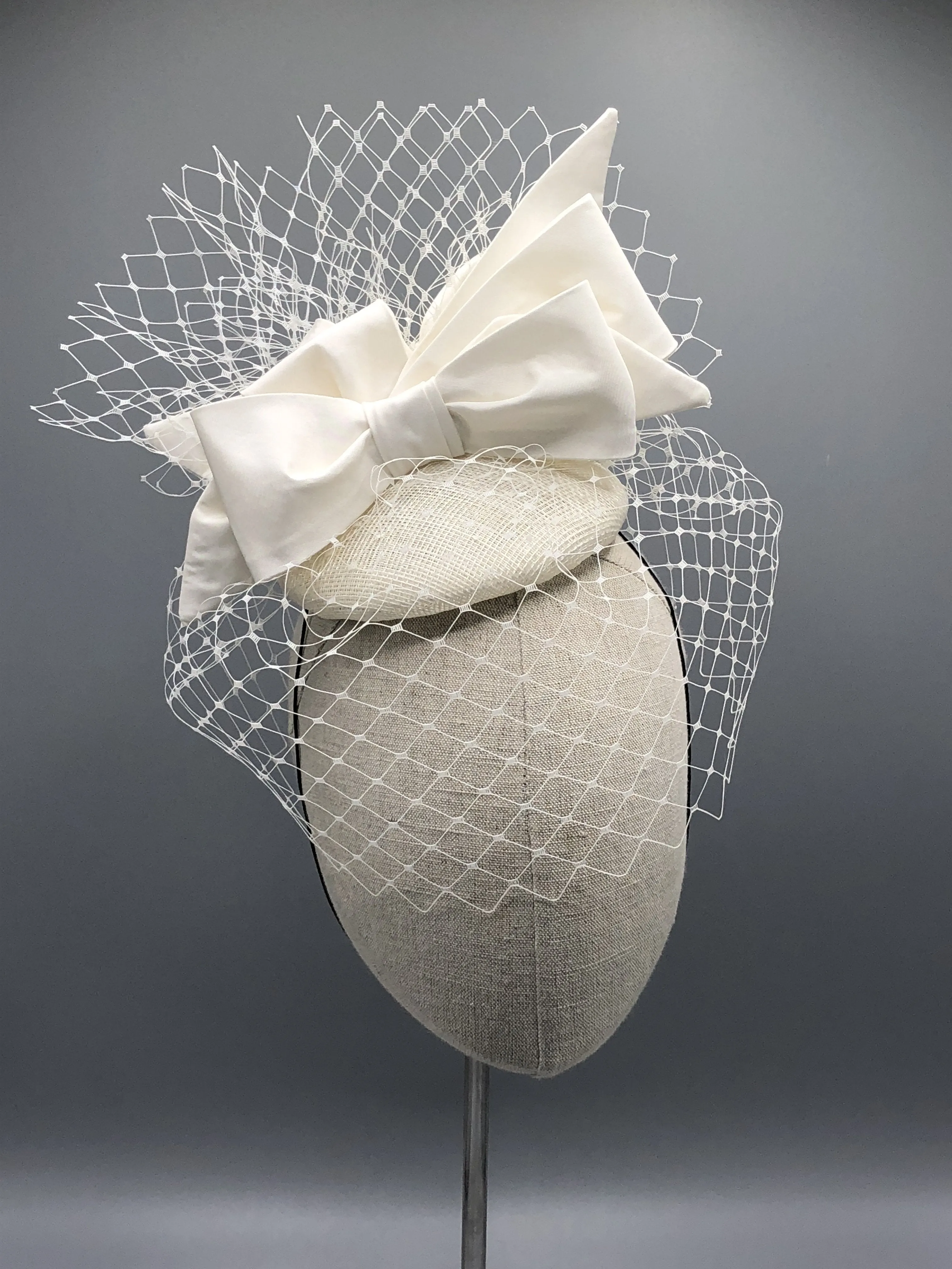 Varenne: Cocktail Hat with Spot Veil and Silk Bows