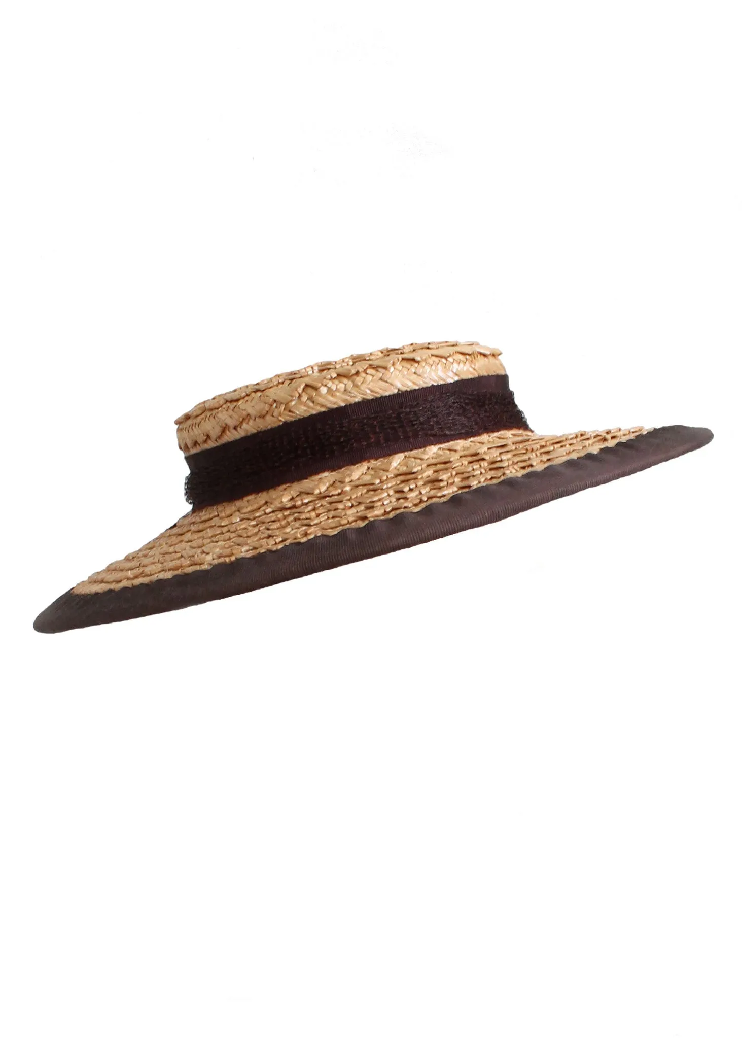 Vintage 1940s Lady Calvert Straw Boater Hat