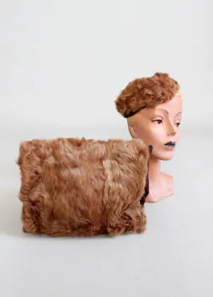 Vintage 1940s Matching Fur Tilt Hat and Muff