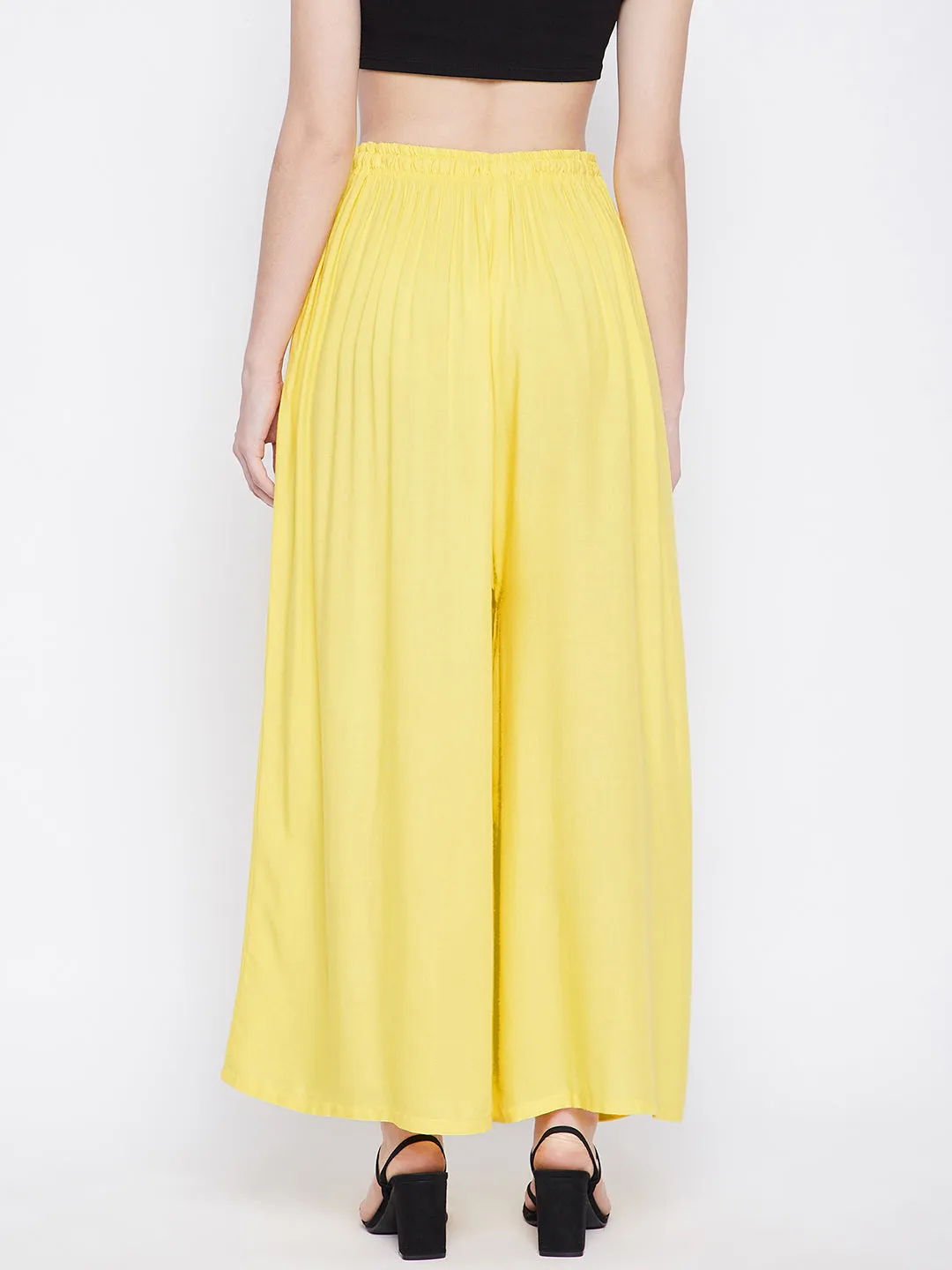 Women Lemon Solid Rayon Sharara