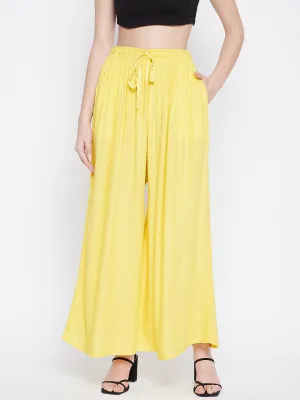 Women Lemon Solid Rayon Sharara