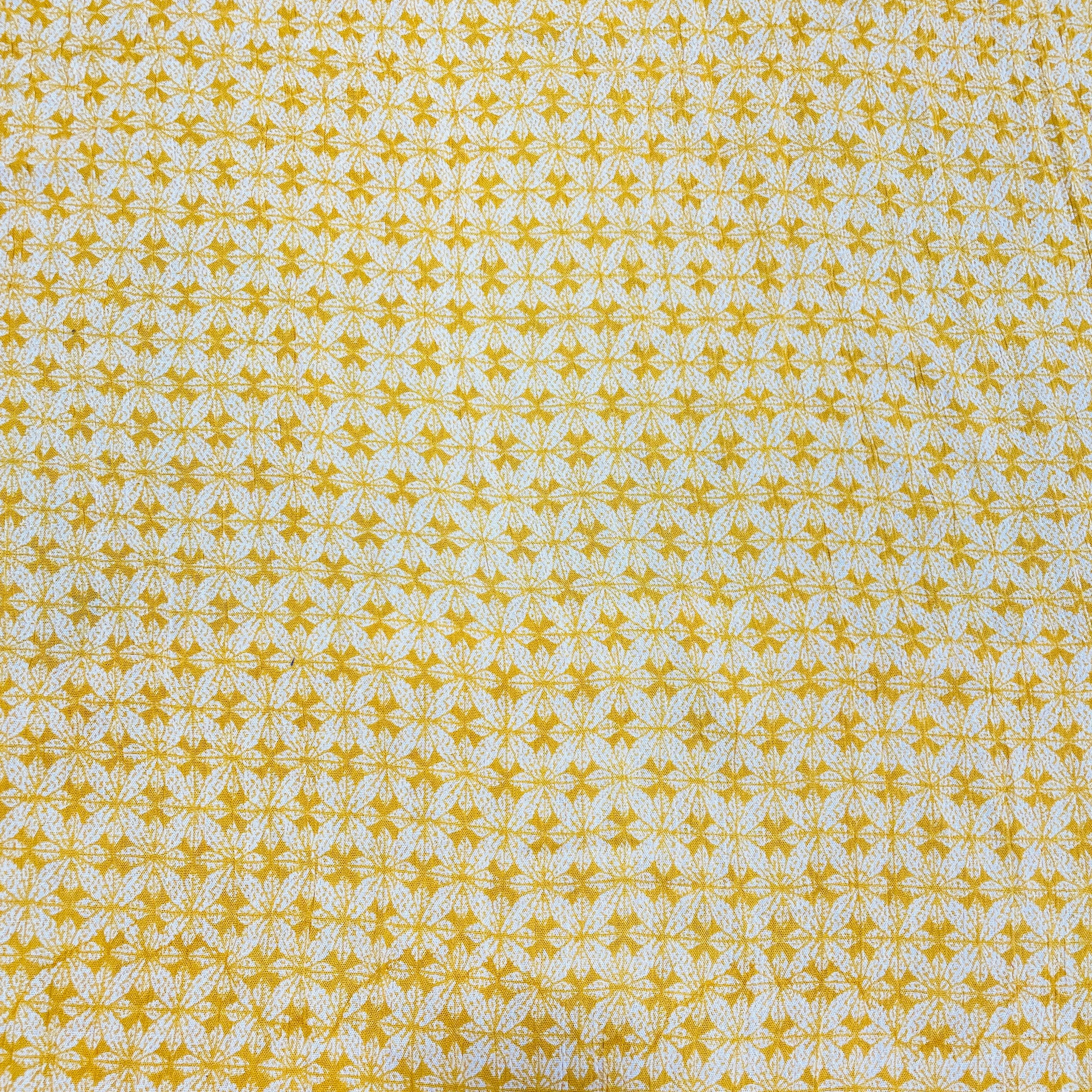 Yellow Geometerical Print Rayon Fabric