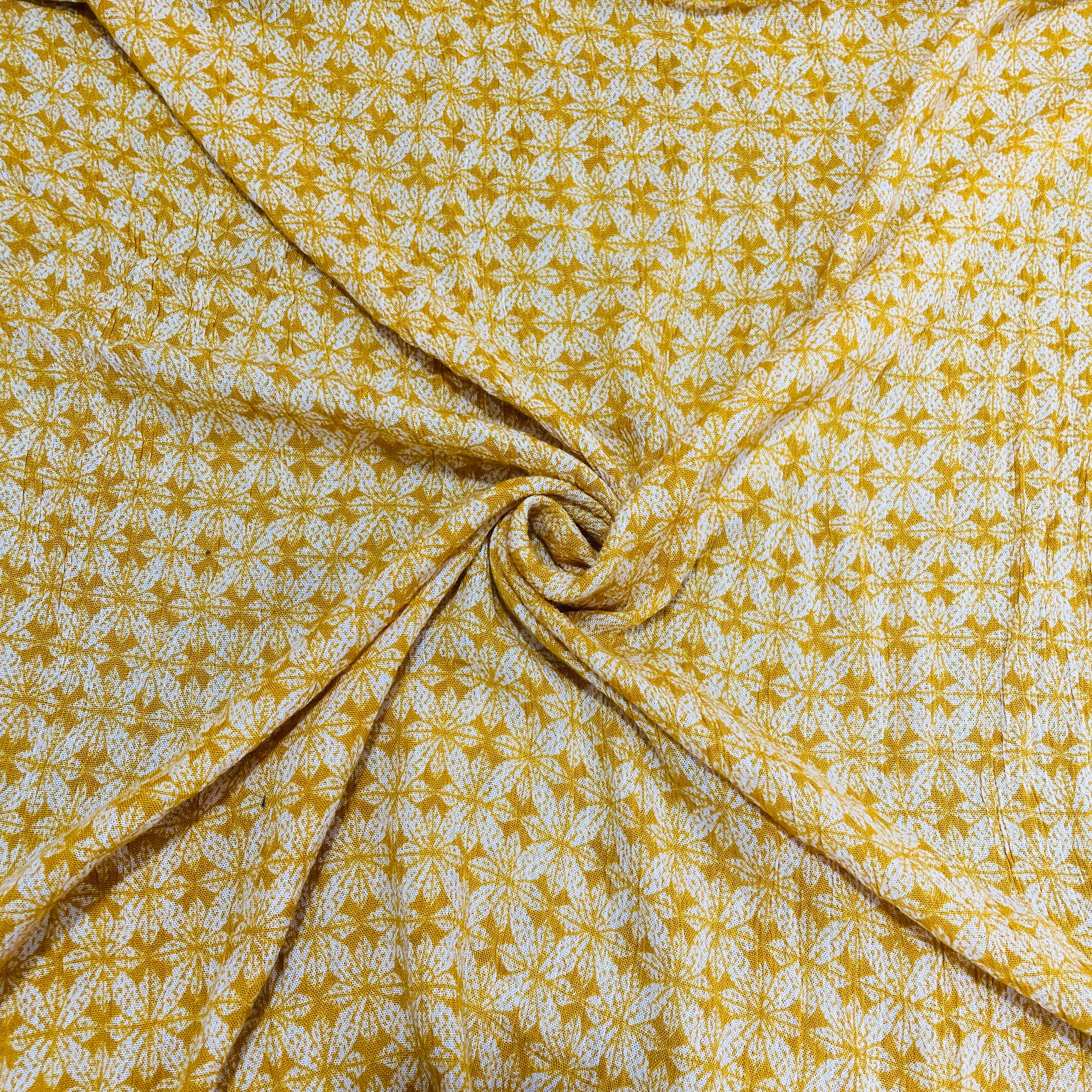 Yellow Geometerical Print Rayon Fabric